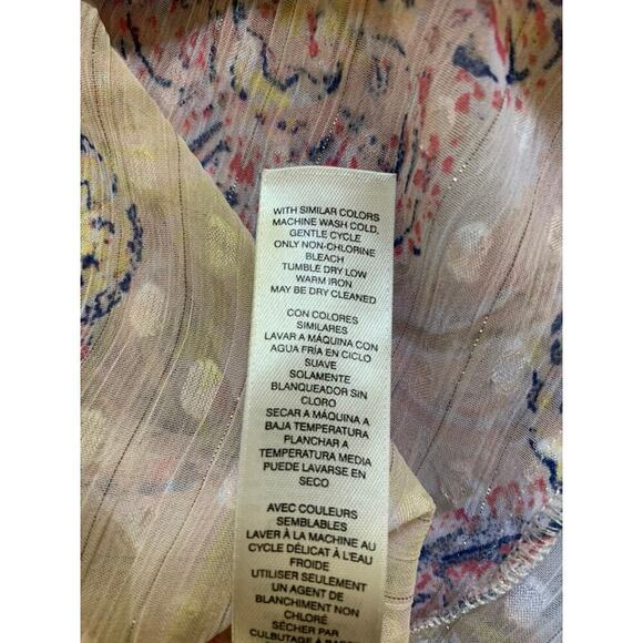 Chico's Sheer Boho Paisley Long Sleeve Tunic Top Pink Blue Size Small/0 Chico's - Picture 8 of 9